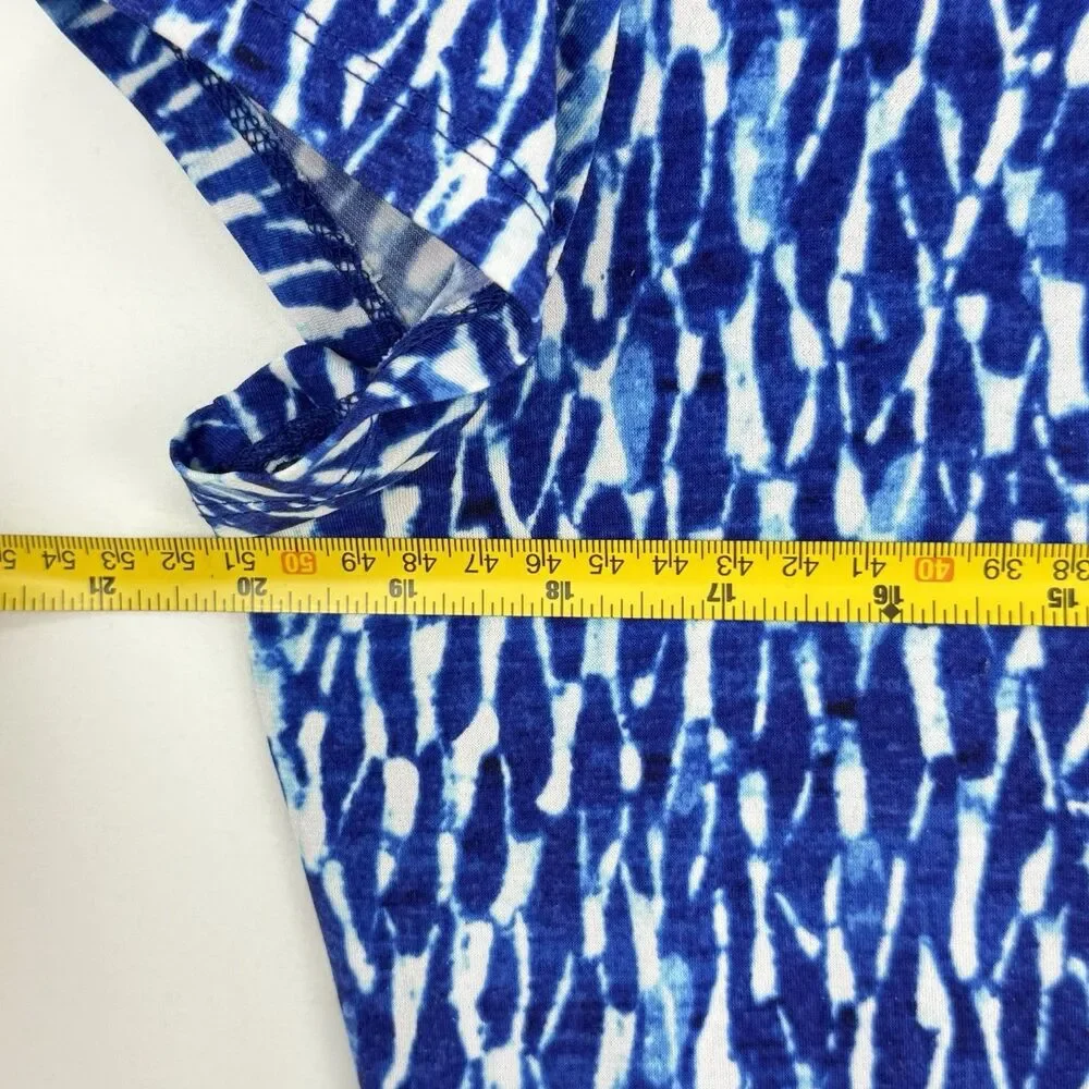 MICHAEL Michael Kors Womens Shift Dress Large Blue White Abstract Short Sleeve